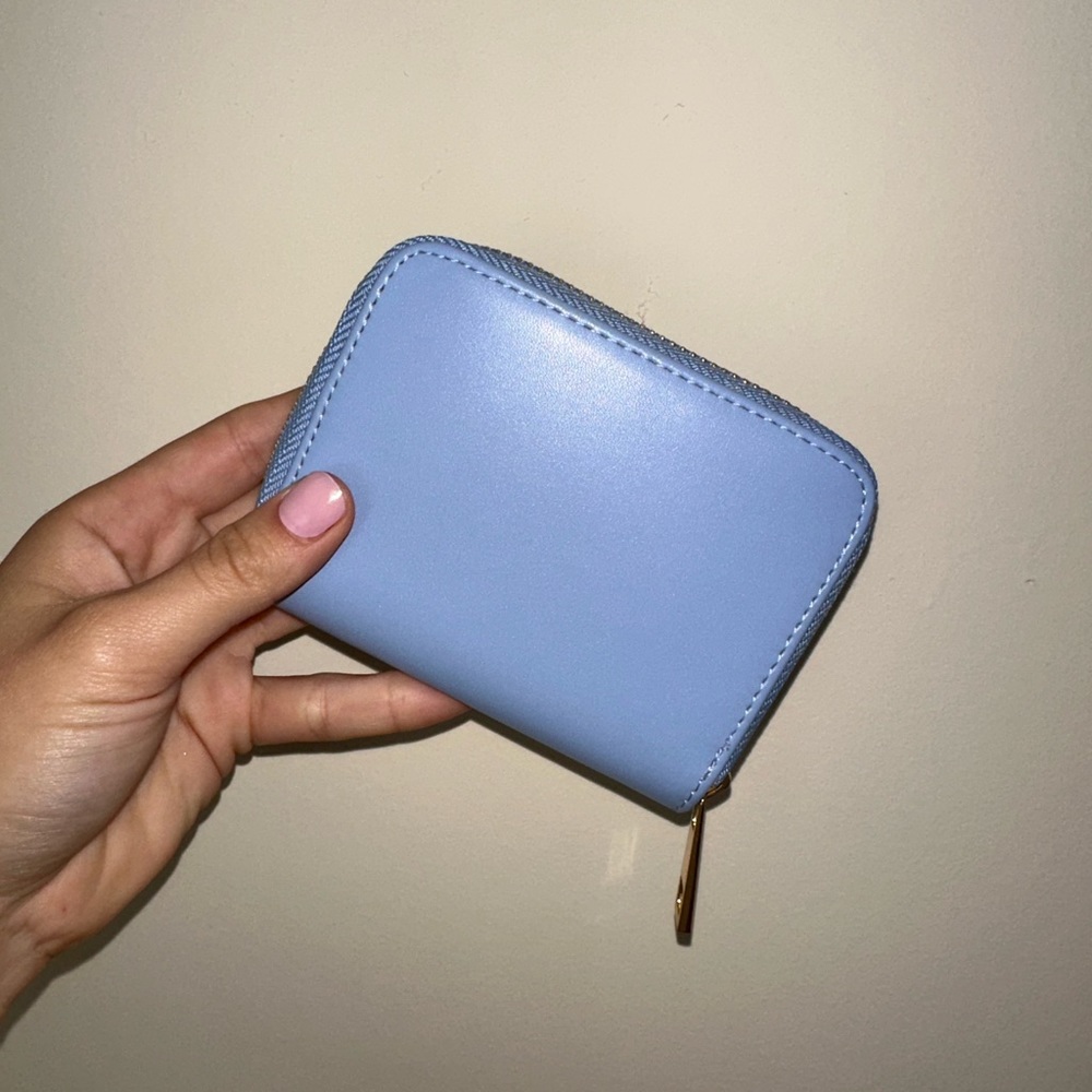 Blue and gold leather wallet from “a new day”
